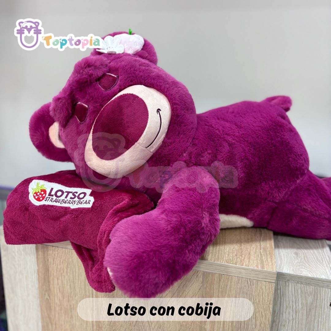 Peluche Lotso acostado con cobija, versión dormilón para regalo tierno