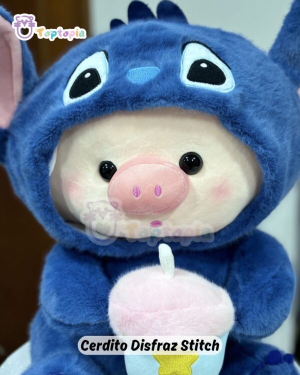 Cerdito tierno con disfraz de Stitch, peluche con disfraz inspirado en Lilo y Stitch para coleccionistas