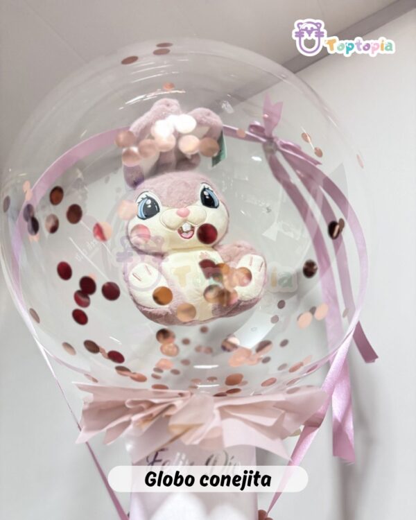 globo burbuja con peluche y cintas personalizadas regalo original
