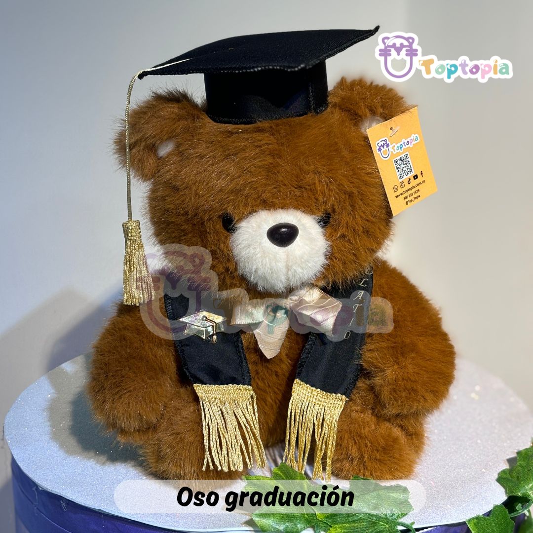 Peluche para grado con birrete y estola, ideal como regalo de graduación