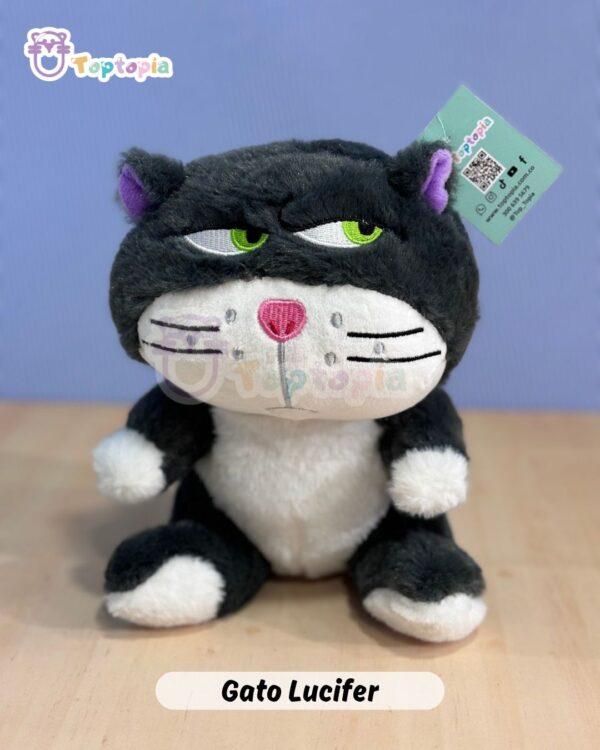 Peluche del gato Lucifer bebé de Cenicienta con expresión de gato gruñón